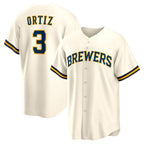 M.Brewers #3 Joey Ortiz White Home Replica Jersey