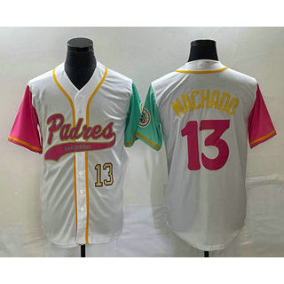 SD.Padres #13 Manny Machado Number White NEW 2023 City Connect Cool Base Stitched Jersey