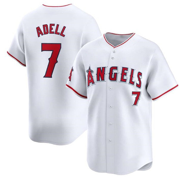 LA.Angels #7 Jo Adell White Home Limited Stitched  Jersey