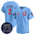 C.Cubs #2 Nico Hoerner Blue 'Ryne Sandberg Tribute' Vapor Limited V2 Stitched Jersey