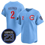 C.Cubs #2 Nico Hoerner Blue 'Ryne Sandberg Tribute' Vapor Limited V2 Stitched Jersey