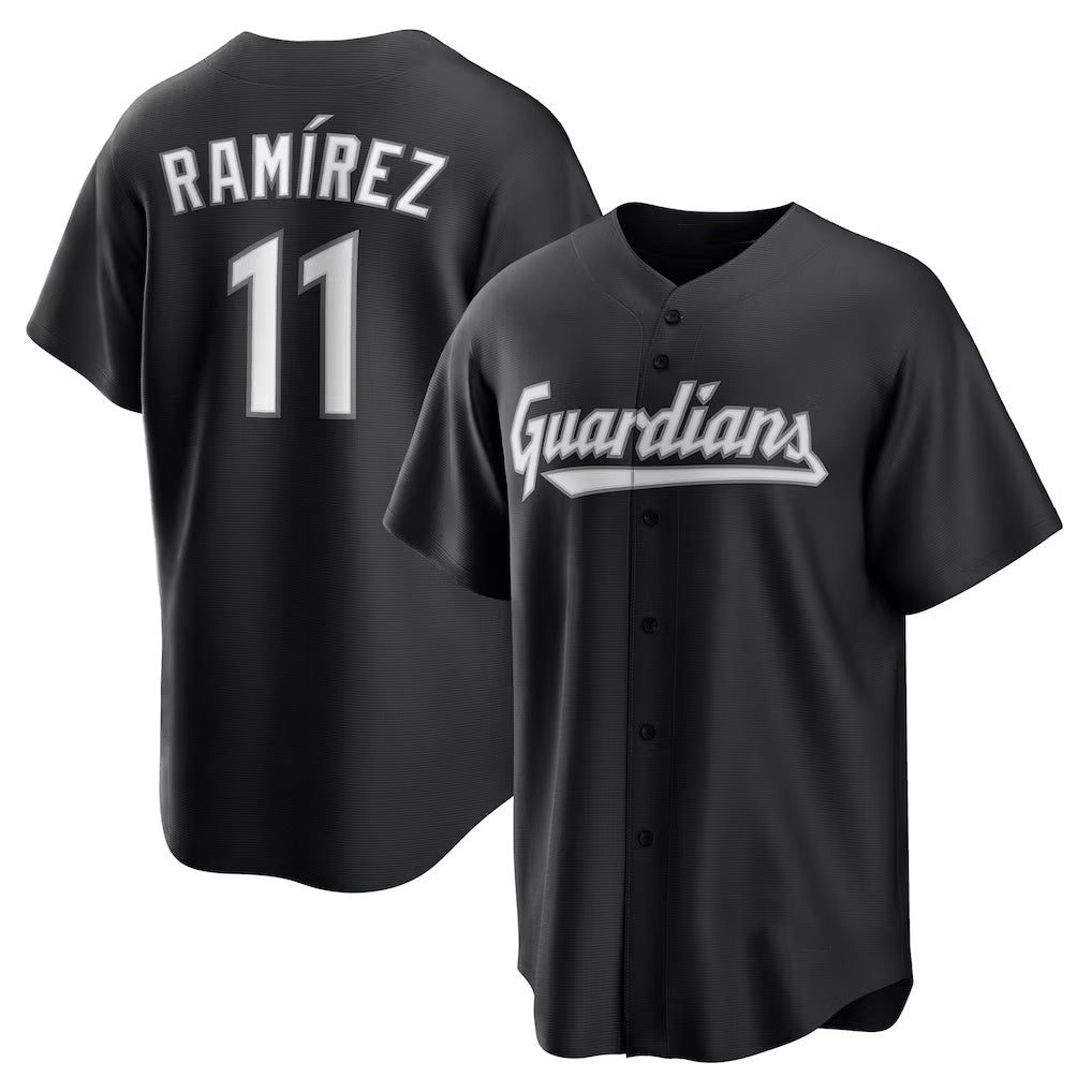 C.Guardians #11 Jose Ramirez Black Replica Player Jersey