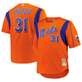 NY.Mets #31 Mike Piazza Mitchell & Ness Orange Big & Tall Cooperstown Mesh Batting Practice Jersey