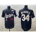 LA.Dodgers #34 Fernando Valenzuela Black 2025 World Series Patch Tokyo Series Limited Stitched Jersey