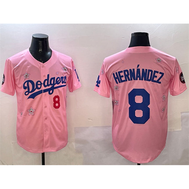 LA.Dodgers #8 Enrique Hernandez Pink 2025 Tokyo Series Limited Stitched Jersey
