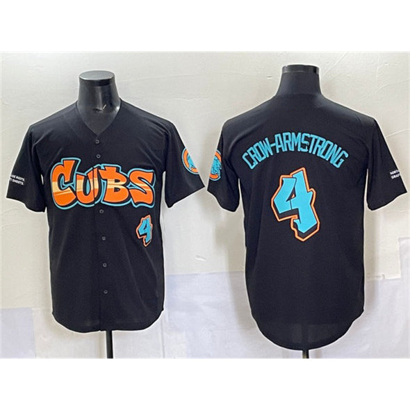 C.Cubs #4 Pete Crow-Armstrong Black 'Graffiti North Side Edition' Vapor Premier Limited Stitched Jersey