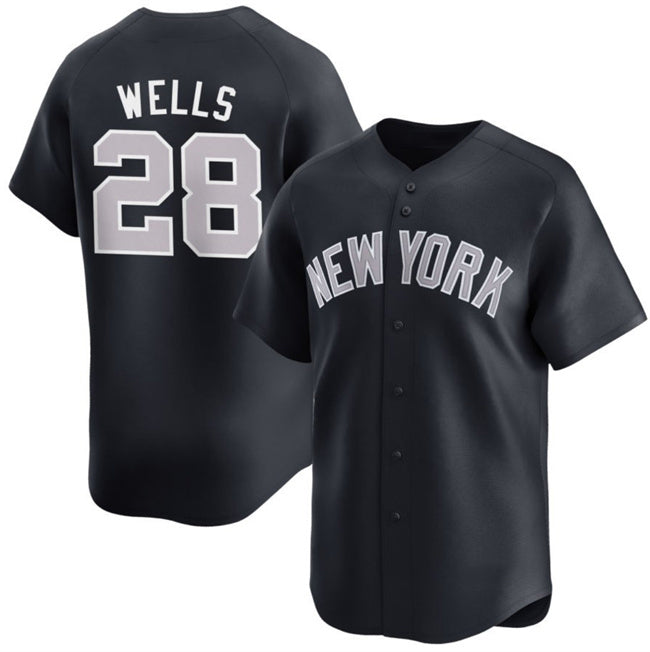 NY.Yankees #28 Austin Wells Navy 2025 Alternate Limited Stitched Jersey