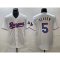 T.Rangers #5 Corey Seager White 2023 World Series Champions Cool Base Jersey