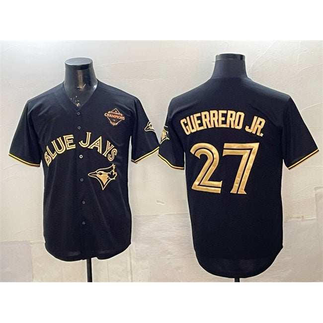 TB.Jays #27 Vladimir Guerrero Jr. Black Gold 2025 American League Champions Limited Stitched  Jersey