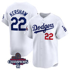 LA.Dodgers #22 Clayton Kershaw White 2024 World Series Champions Home Limited Stitched Jersey