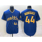 S.Mariners #44 Julio rodriguez Number Blue 2023 City Connect Cool Base Stitched Jersey