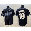 LA.Dodgers #18 Yoshinobu Yamamoto Black 2025 World Series Champions Patch Cool Base Stitched Jersey