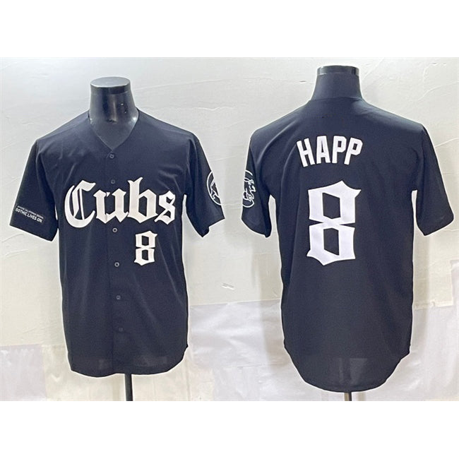 C.Cubs #8 Ian Happ Black 'Gothic North Side Edition' Vapor Premier Limited Stitched Jersey