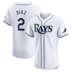TB.Rays #2 Yandy Diaz White Home Elite Player Jersey