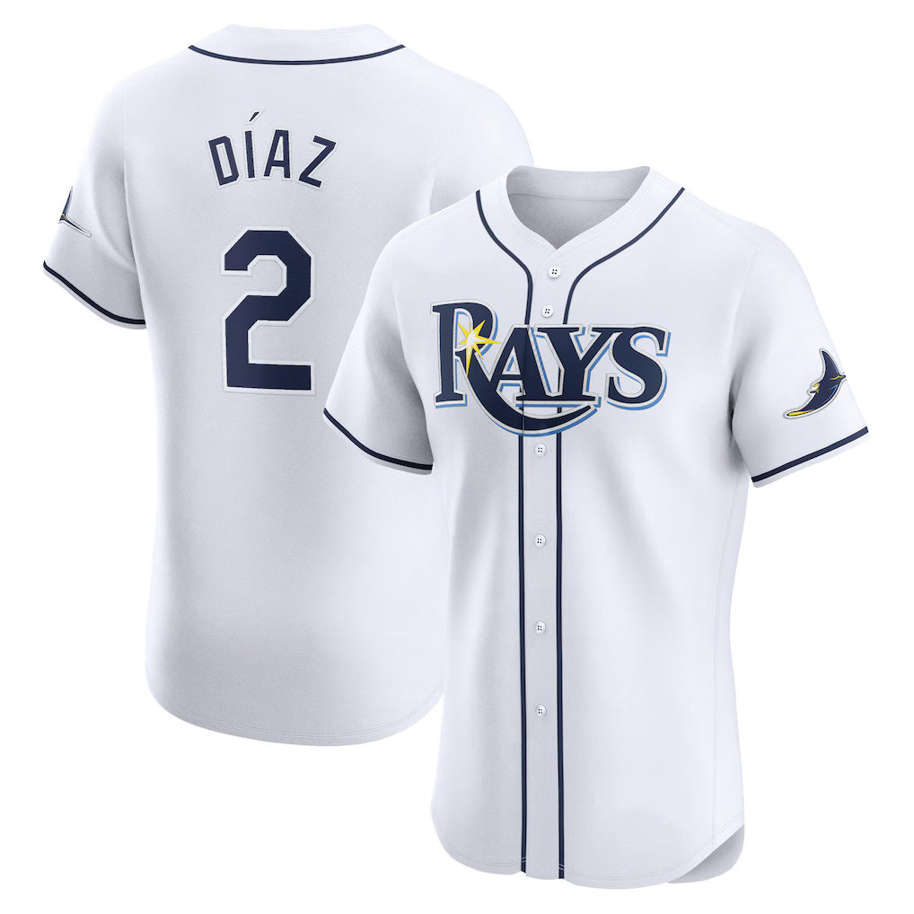 TB.Rays #2 Yandy Diaz White Home Elite Player Jersey