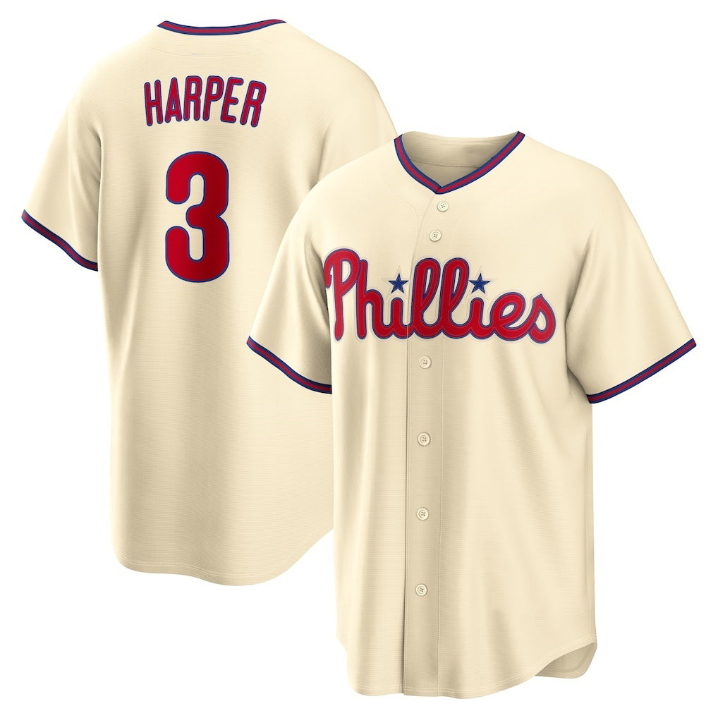 P.Phillies #3 Bryce Harper Cream Alternate Replica Jersey