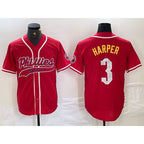 P.Phillies #3 Bryce Harper Red Cool Base Stitched Jersey