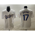 LA.Dodgers #17 Shohei Ohtani White Gold Cool Base With Patch Stitched Jersey
