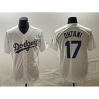 LA.Dodgers #17 Shohei Ohtani White Gold Cool Base With Patch Stitched Jersey