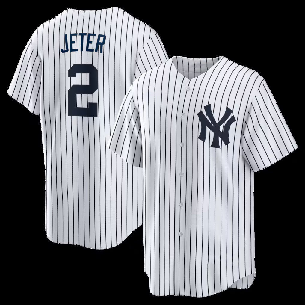 NY.Yankees #2 Derek Jeter White Home Retired Player Replica Jersey
