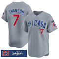 C.Cubs #7 Dansby Swanson Gray 'Ryne Sandberg Tribute' Vapor Limited V3 Stitched Jersey
