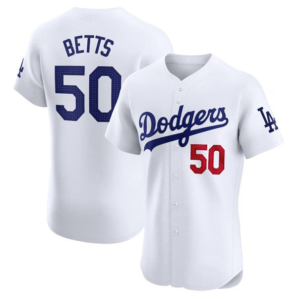 LA.Dodgers #50 Mookie Betts White Home Elite Stitched Jersey