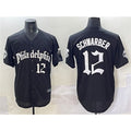 P.Phillies #12 Kyle Schwarber Black Gothic Vapor Limited Stitched Jersey