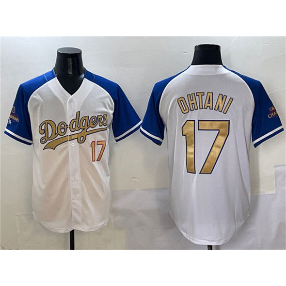 LA.Dodgers #17 Shohei Ohtani White Royal Gold 2024 World Series Champions Vapor Limited Stitched Jersey