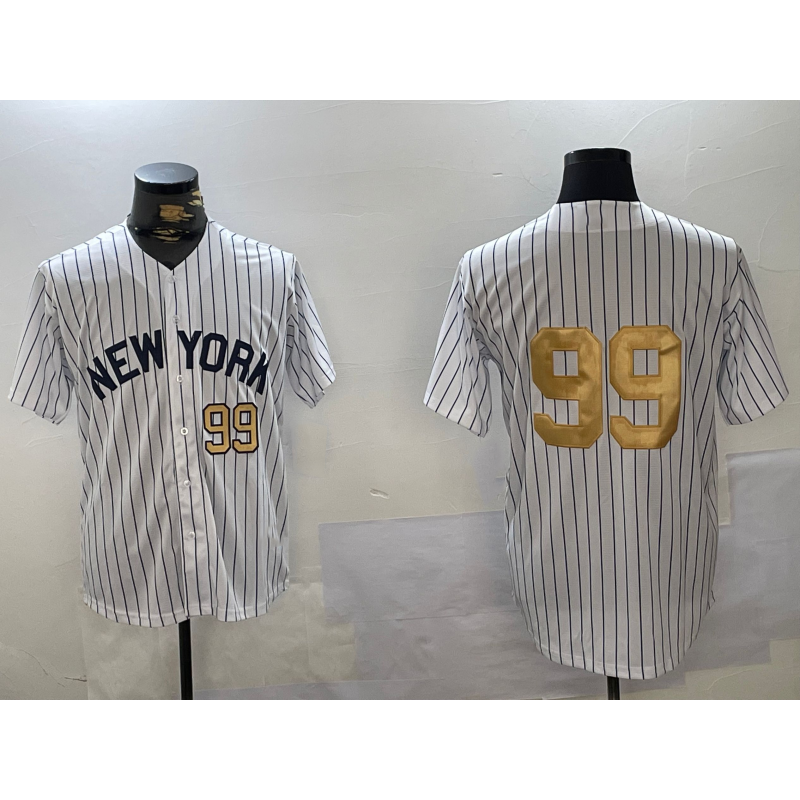 NY.Yankees #99 Aaron Judge White Pinstripe Without Name Fashion Cool Base Jerseys