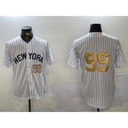 NY.Yankees #99 Aaron Judge White Pinstripe Without Name Fashion Cool Base Jerseys