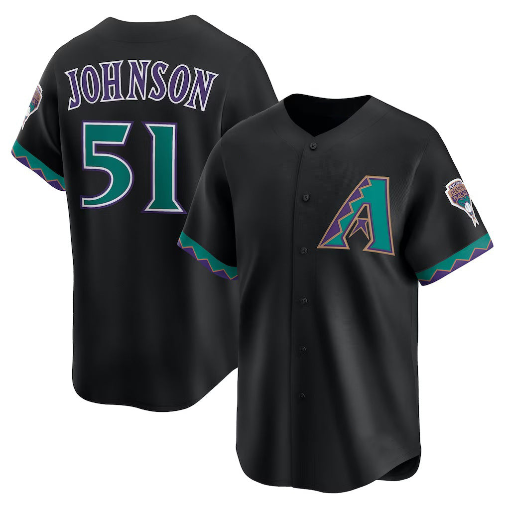 A.Diamondbacks #51 Randy Johnson Black Throwback Cooperstown Collection Limited Jersey
