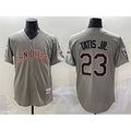 SD.Padres #23 Fernando Tatis Jr. Gray Fashion Throwback With Patch Cool Base Stitched Jersey
