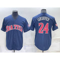 S.Mariners #24 Ken Griffey Navy Blue Fashion Stars Stripes Cool Base Independence Day Jersey