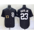 SD.Padres #23 Fernando Tatis Jr. Number Black 2023 Cool Base Stitched Jersey