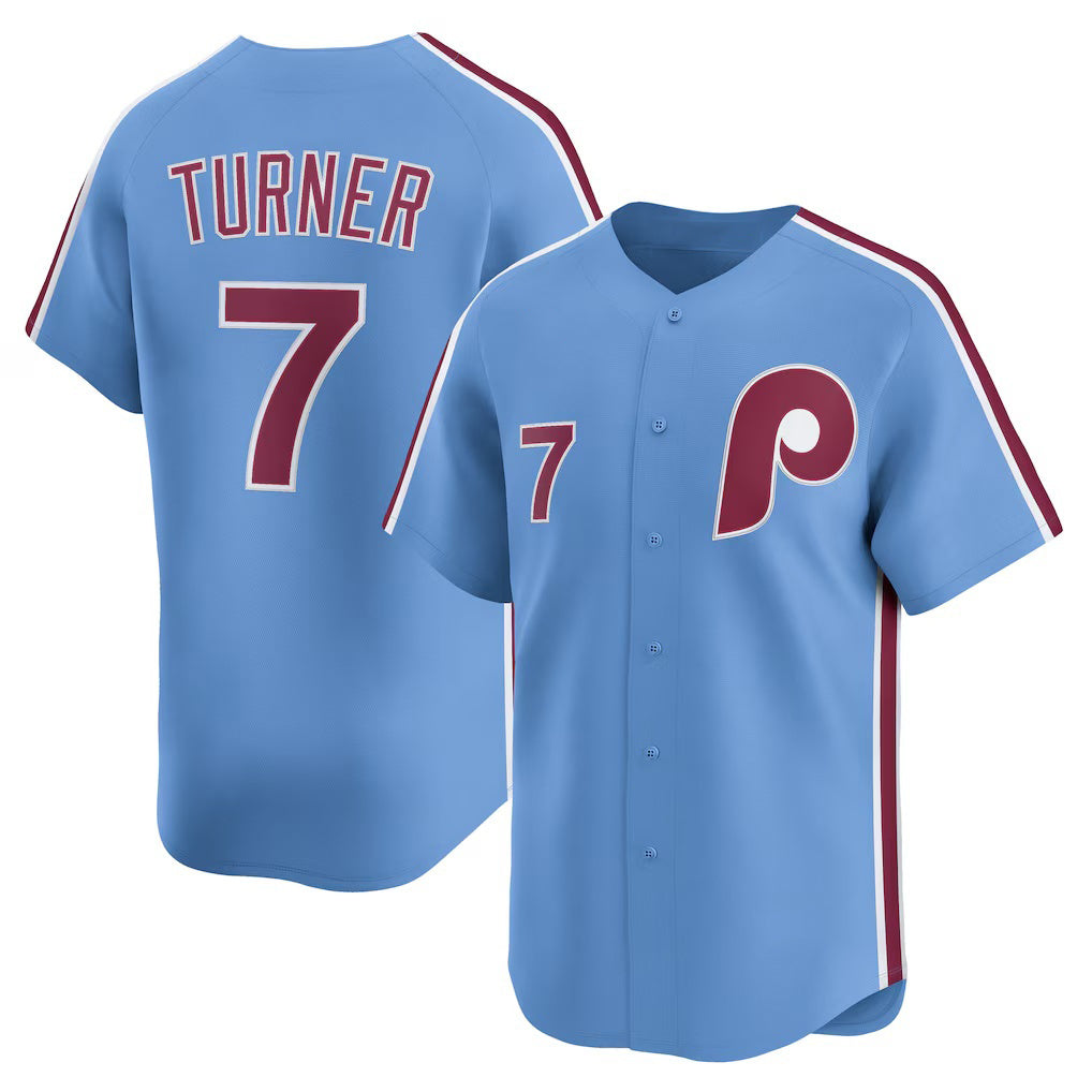 P.Phillies #7 Trea Turner Light Blue Alternate Limited Player Jersey