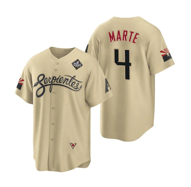 A.Diamondbacks #4 Ketel Marte Gold 2023 World Series City Connect Cool Base Stitched  Jersey