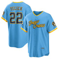 M.Brewers #22 Christian Yelich Powder Blue City Connect Replica Player Jersey