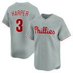 P.Phillies #3 Bryce Harper Gray Road Limited Player Jersey