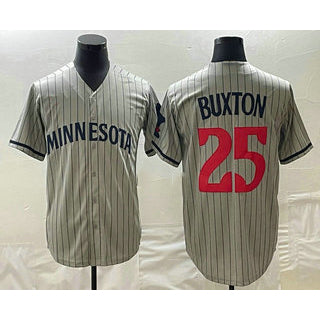 M.Twins #25 Byron Buxton 2023 Grey Home Team Cool Base Stitched Jersey