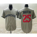 M.Twins #25 Byron Buxton 2023 Grey Home Team Cool Base Stitched Jersey