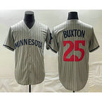 M.Twins #25 Byron Buxton 2023 Grey Home Team Cool Base Stitched Jersey