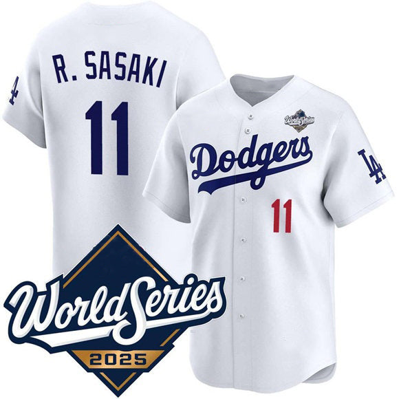 LA.Dodgers #10 Roki Sasaki White 2025 World Series Limited Stitched Jersey