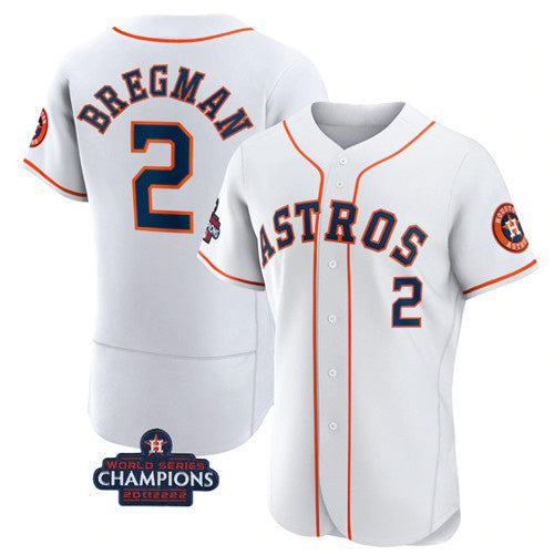 H.Astros #2 Alex Bregman White 2022 World Series Champions Flex Base Stitched  Jersey