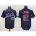 NY.Mets #12 Francisco Lindor Black Alternate Limited Stitched Jersey