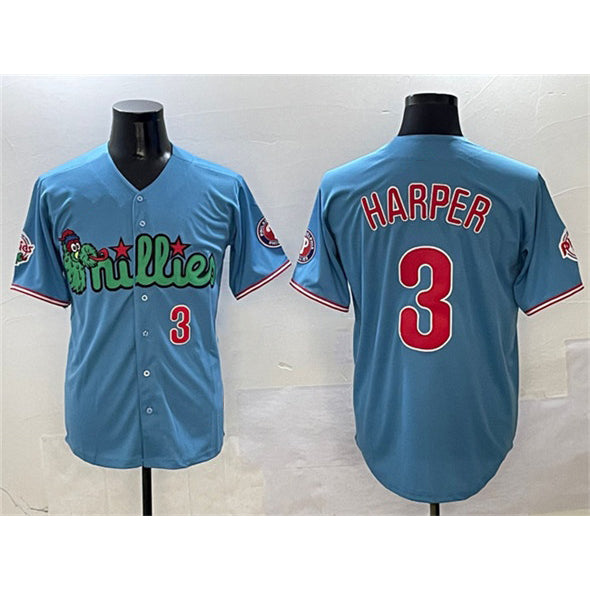 P.Phillies #3 Bryce Harper Light Blue Phanatic Limited Stitched Jersey