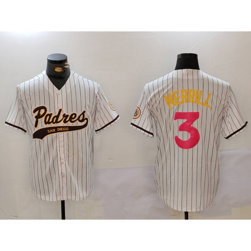 SD.Padres #3 Jackson Merrill White Cool Base 2 Stitched Jersey