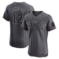NY.Mets #12 Francisco Lindor Gray City Connect Elite Jersey