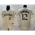 P.Phillies #12 Kyle Schwarber Cream Gothic Vapor Limited Stitched Jersey