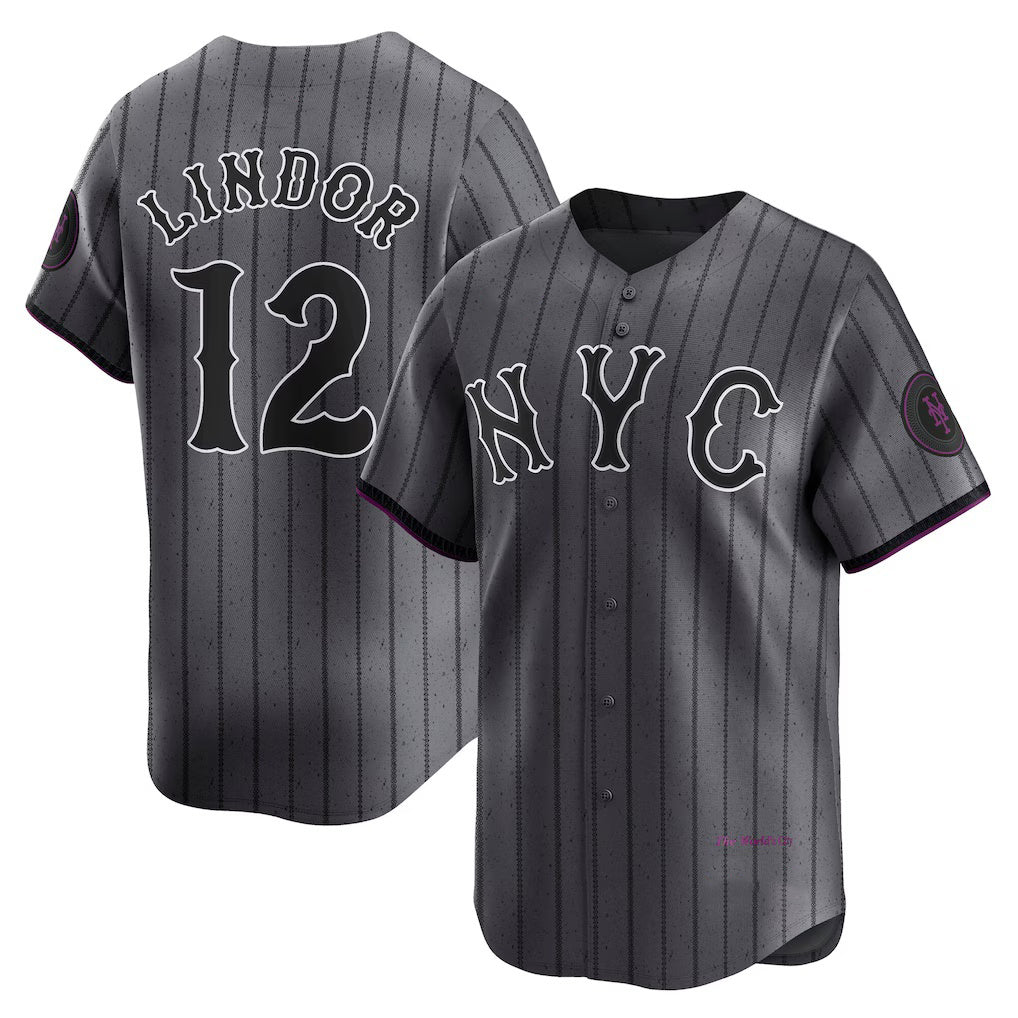 NY.Mets #12 Francisco Lindor Gray City Connect Limited Player Jersey