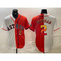 H.Astros #2 Alex Bregman White Orange Split Stitched  Jerseys